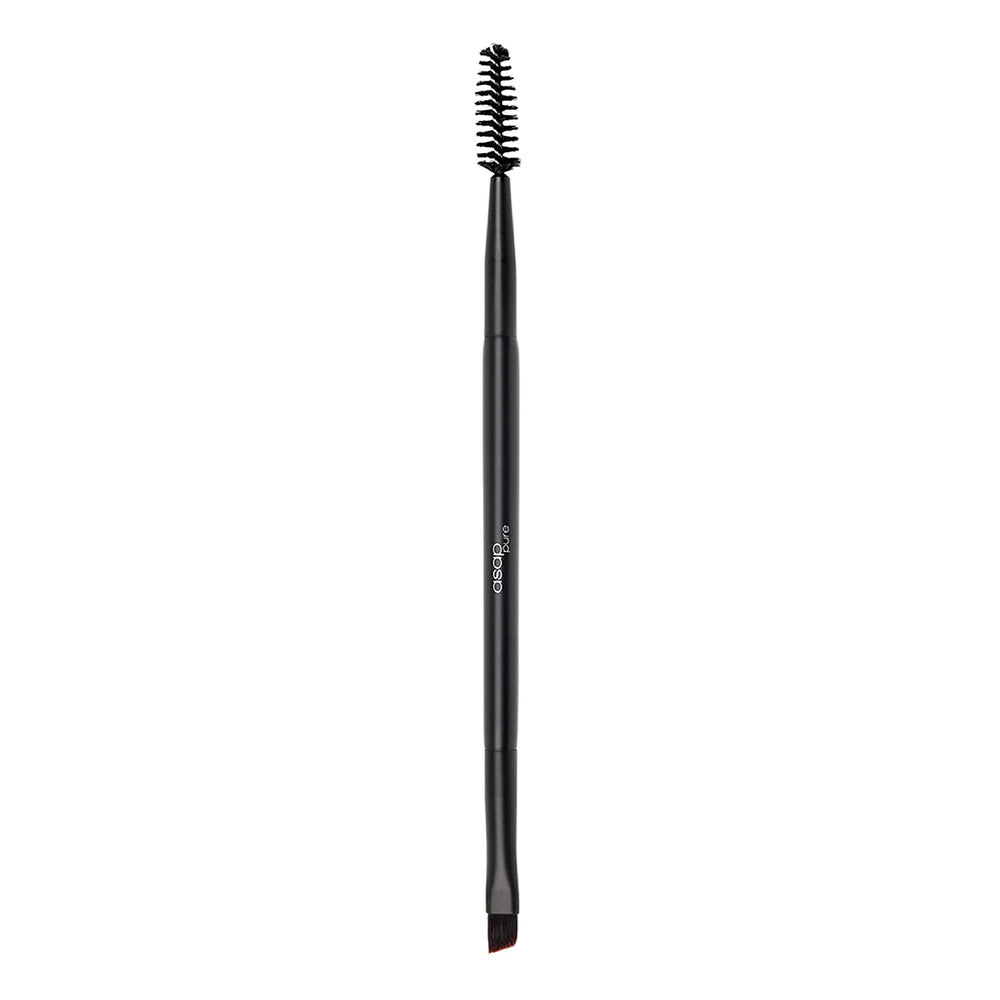 ASAP Pure dual-ended brow tool featuring an angled brush to fill and define brows with precision and a spiral brush to smooth, groom and blend.
